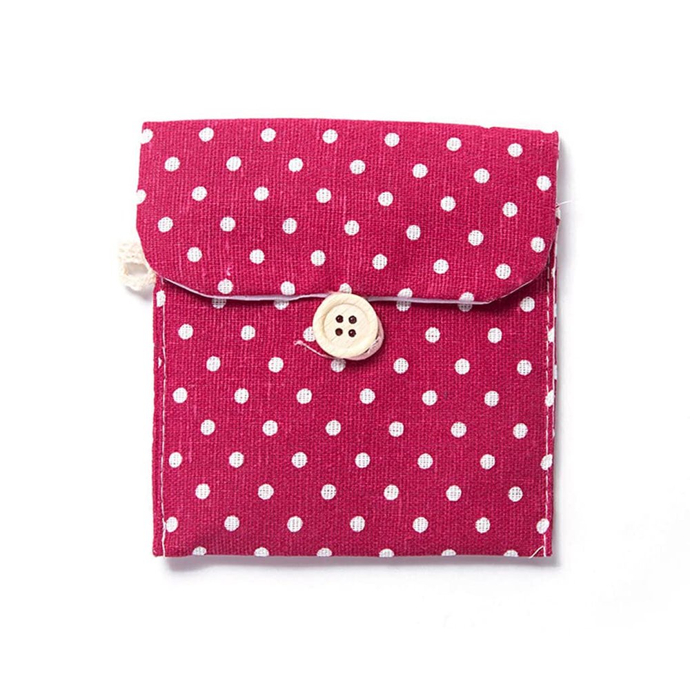 Allayu Female Purse Tampon Holder Cosmetic Dot Sanitary Pad Large-capacity Organizer Storage Bag Sundries Pouch Travel, Wine Red
