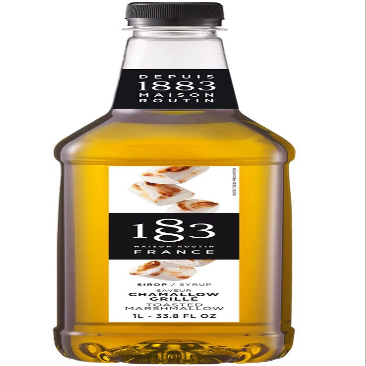 1883 Maison Routin Premium Toasted Marshmallow Syrup Made with Pure Cane Sugar for Coffee, Desserts & Milkshakes - Sweet Toasted Flavour, No Preservatives - 1L PET Bottle