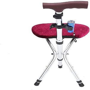 SilteD Fishing Walking Cane, Elderly Adjustable Leisure Mountaineering Aluminum Alloy Folding Crutch Stool Walking Cane With Cortex Cushion Seat Walking Stick Chair Present