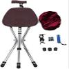 SilteD Fishing Walking Cane, Elderly Adjustable Leisure Mountaineering Aluminum Alloy Folding Crutch Stool Walking Cane With Cortex Cushion Seat Walking Stick Chair Present view 3