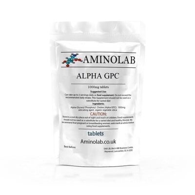 AMINOLAB - Alpha 99% GPC 1000mg 240 Tablets - Supports Enhanced Memory, Focus, and Physical Performance.