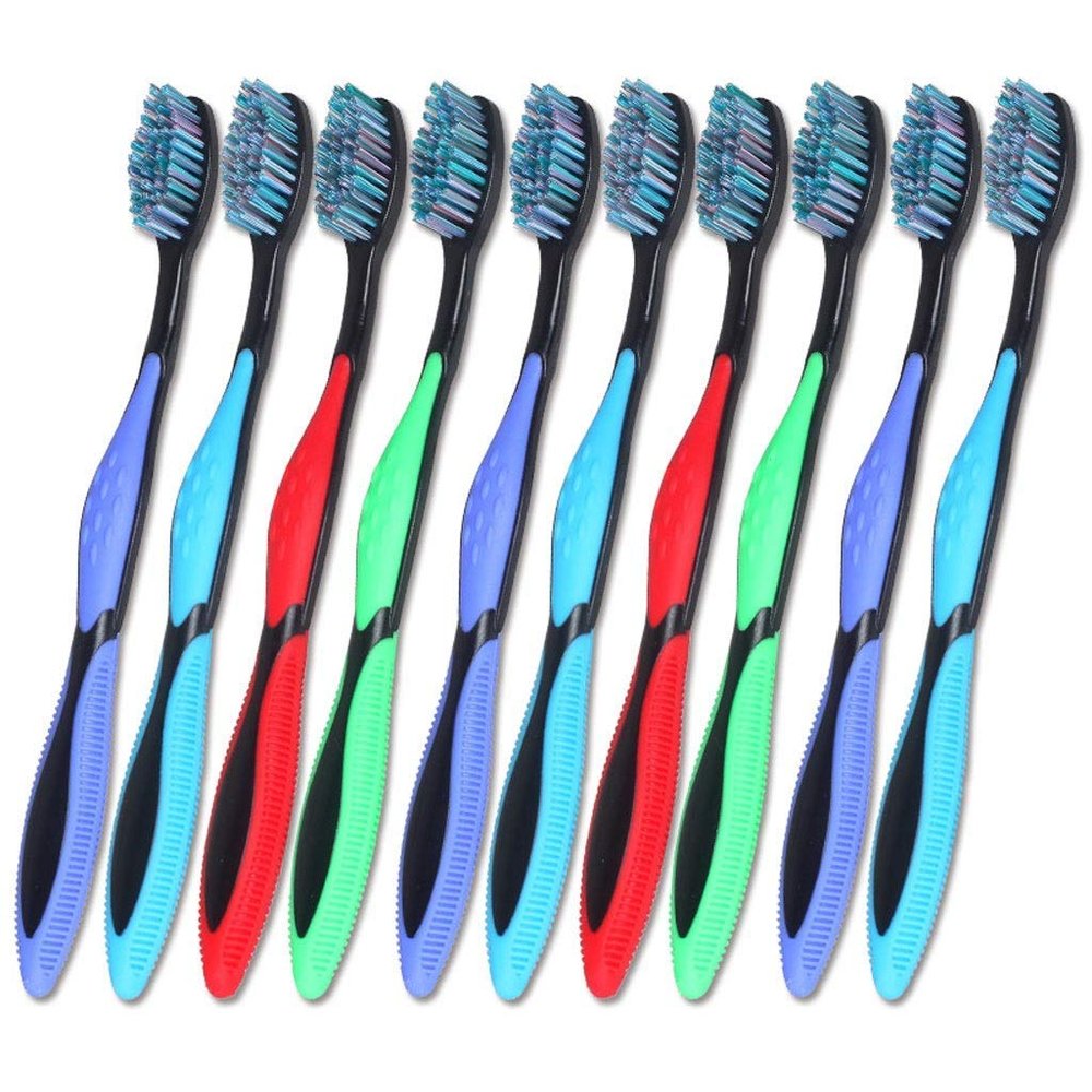 ZUMAHA Compact Medium Firm Toothbrush, Manual Toothbrush for Man/Woman, Pack of 10 Toothbrushes for Deep Clean, Stain & Plaque Removal Ergonomic