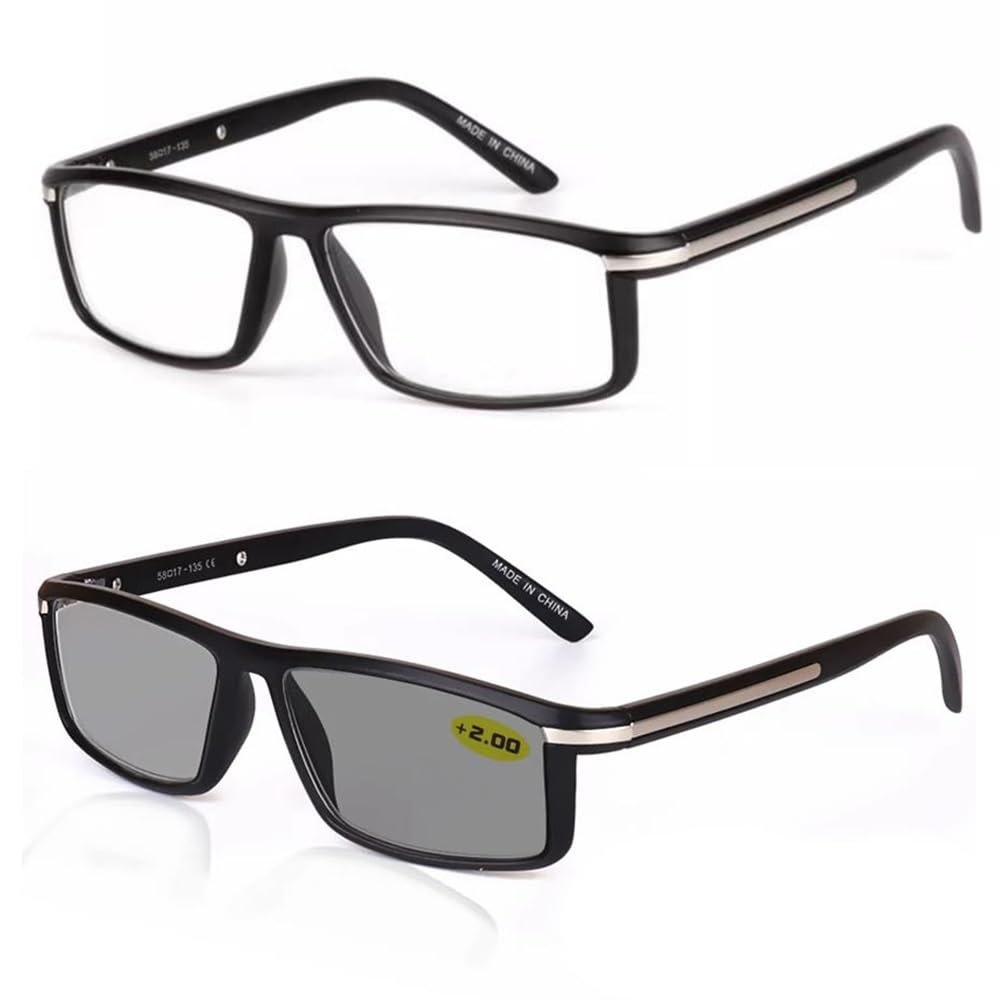WInara Photochromic Reading Glasses, Sport Driving Sunglasses Computer Eyeglasses Anti UV400 Presbyopia Sunglasses (Color : Black, Size : +1.25)