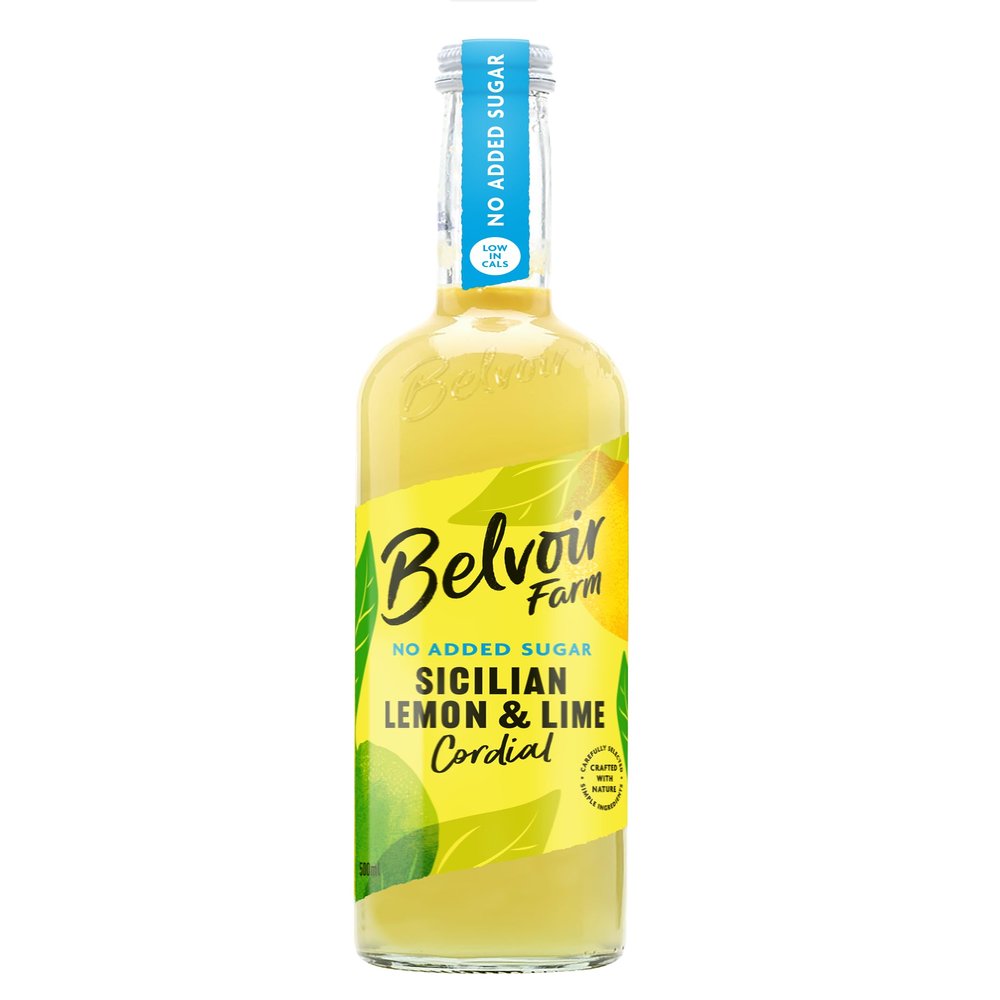 Belvoir Farm - Sicilian Lemon & Lime Cordial, Simple Ingredients, Dilute to Taste, Crafted with Nature, Low in Calories, No Added Sugar, Gluten Free, Suitable for Vegetarians & Vegans, 500ml