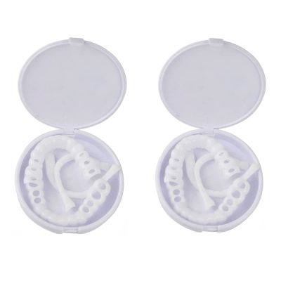 Flipped Warmth 2 Pair Instant Veneers Dentures Fake Teeth, Cosmetic Tooth Covering, False Teeth Veneers Top and Bottom, Temporary Upper and Lower False Teeth for Men and Women