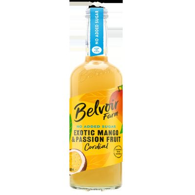 Belvoir Farm - Exotic Mango & Passionfruit Cordial, Real Fruit, Simple Ingredients, Dilute to Taste, No Added Sugar, Gluten Free, Suitable for Vegans & Vegetarians 6x500ml