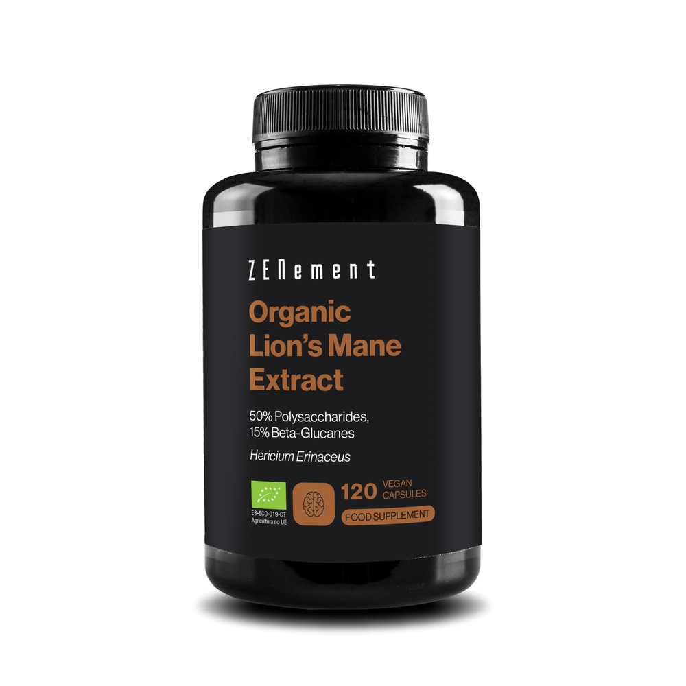 Lions Mane Extract Organic 50% Polysaccharides and 15% Beta-Glucans Hericium Erinaceus Natural and Vegan Origin 4-Month Supply 120 Vegan Capsules Zenement