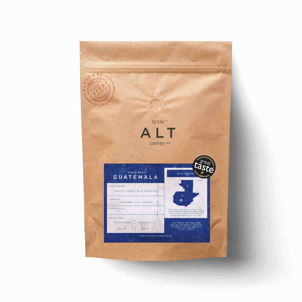 Altitude Coffee London - Guatemalan Single Origin Specialty Coffee, Apricot/Cherry/Milk Chocolate, Whole Beans, Medium Roast (500g)