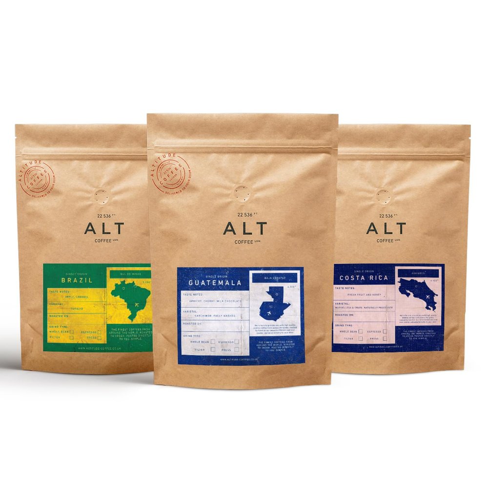 Altitude Coffee London - Specialty Coffee Single Origins Triple Pack, Whole Beans, Medium Roast (3 x 250g)