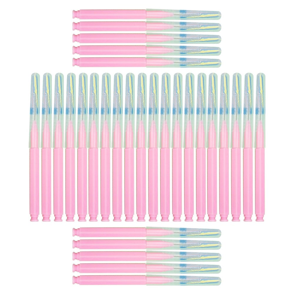 30PCS Dual-Use Interdental Brushes Soft Silicone Dental Picks Toothpicks Between Teeth Brush, Tooth Flossing Brush for Cleaning Orthodontic Wire Toothbrush 0.6MM