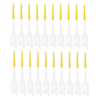 20PCS Interdental Brushes Ultra Tight Bristles Tooth Interdental Cleaners Silicone Toothpick Brush Disposable Teeth Soft Picks Yellow
