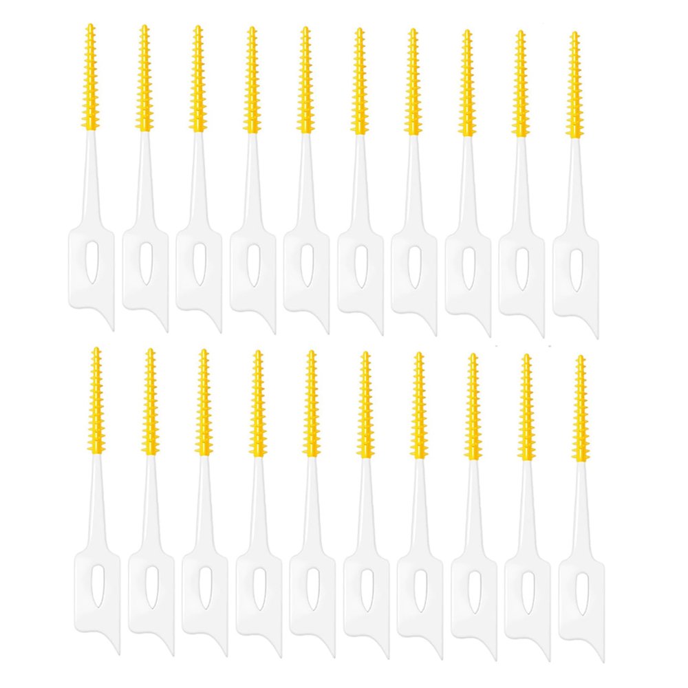 20PCS Interdental Brushes Ultra Tight Bristles Tooth Interdental Cleaners Silicone Toothpick Brush Disposable Teeth Soft Picks Yellow