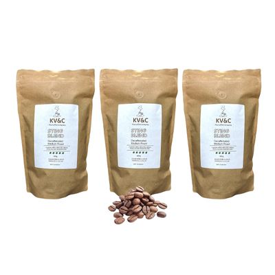 3 x STING Decaf Coffee Beans | Medium Roast Blend | Strong Decaffeinated Dek | 500g Resealable Bags (Bean, 3 x 500g)