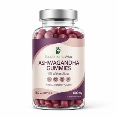Ashwagandha Gummies - 150 Pack - 1200mg Serving - UK Made High Strength Ashwagandha Gummy - Raspberry Flavour Alternative to Capsules or Tablets - Supplement for Men or Women
