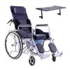 Rieort Folding Wheelchair Reclining W/Dining Table Transport Wheelchair Toilet Chair Steel Load 220lb Portable Manual Wheelchair view 1