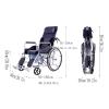Rieort Folding Wheelchair Reclining W/Dining Table Transport Wheelchair Toilet Chair Steel Load 220lb Portable Manual Wheelchair view 2