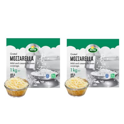 Arla Mozzarella Professional Grated Cheese, Vegetarian, Semi-Soft Cheese Great for Pizza 2x1kg