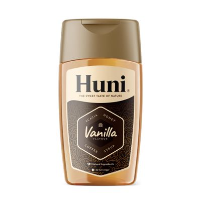 Huni Natural Coffee Syrup | Vanilla 200ml - Acacia Honey based Natural Coffee Syrup - 40 Servings - For Coffees, Hot Chocolate, Protein Shakes, Smoothies, Milkshakes, Yogurt, Breakfast Bowls & More