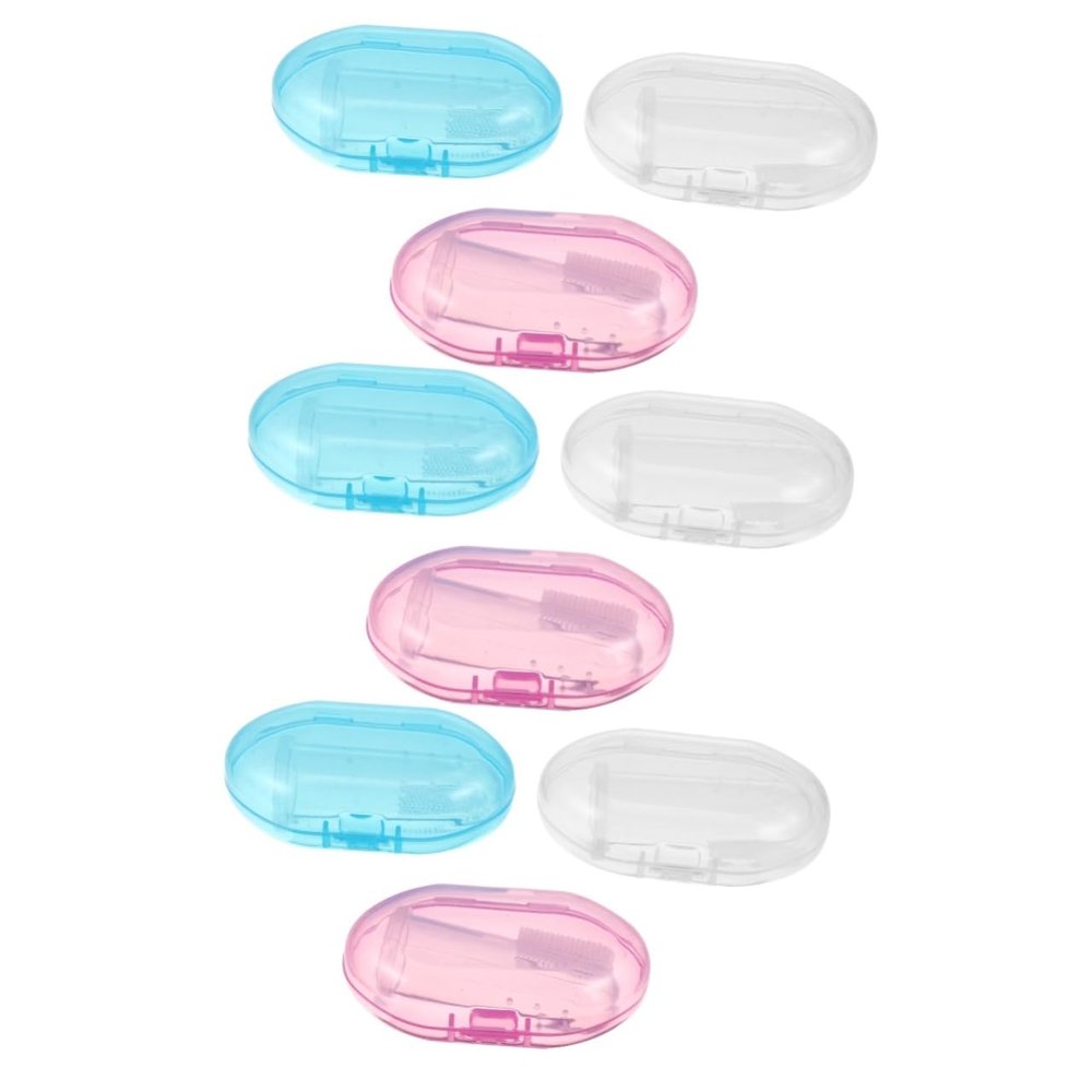 Healeved 9pcs Finger Toothbrush for Boys and Girls Boy Girl Training Teething Brush Safe Silicone Material for Milk Teeth Cleaning at Home Travel