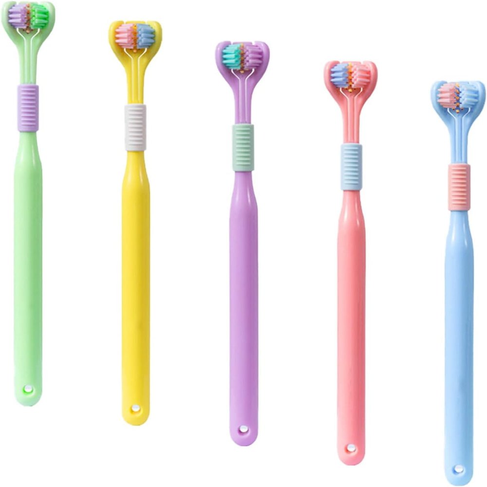 5pcs Three-Sided Soft Hair Tooth Toothbrush,3 Sided V Shaped Toothbrushes for Adult Soft Bristles Deeply and Thoroughly to Clean Teeth and Gums