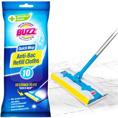 10x Anti-Bac Refill Clothes Pack for Buzz Quick Mop | Hygienic Magic Cleaning | DIY | Multipurpose | GRNERAL | Home | Kitchen | Office Floor UK Free P&P