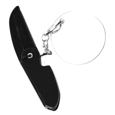 minkissy Portable Foldable Comb for Men with Fine Tooth and Keychain Oval Mirror for Travel and Beard Grooming
