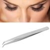 Eyelash Extension Tweezers, Stainless Steel Angled Curved L-Shape Volume Tweezers Tools for Applying and Removing Eyelash Extensions Curved Volume Lash Tweezers for Cluster and Single Lashes(Silvery) view 3