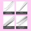 Eyelash Extension Tweezers, Stainless Steel Angled Curved L-Shape Volume Tweezers Tools for Applying and Removing Eyelash Extensions Curved Volume Lash Tweezers for Cluster and Single Lashes(Silvery) view 4