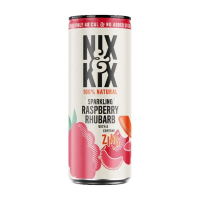 Nix & Kix - Flavoured Drinks, 250ml | Multiple Flavours Sparkling Raspberry and Rhubarb | Pack of 12