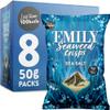 EMILY Seaweed Crisps Sea Salted Flavour | Healthy Nori Snack | Source of Iodine, High Fibre | Gluten-Free, Vegan Friendly | Perfect for Snacking & Parties | 8 x 50g Packs view 1