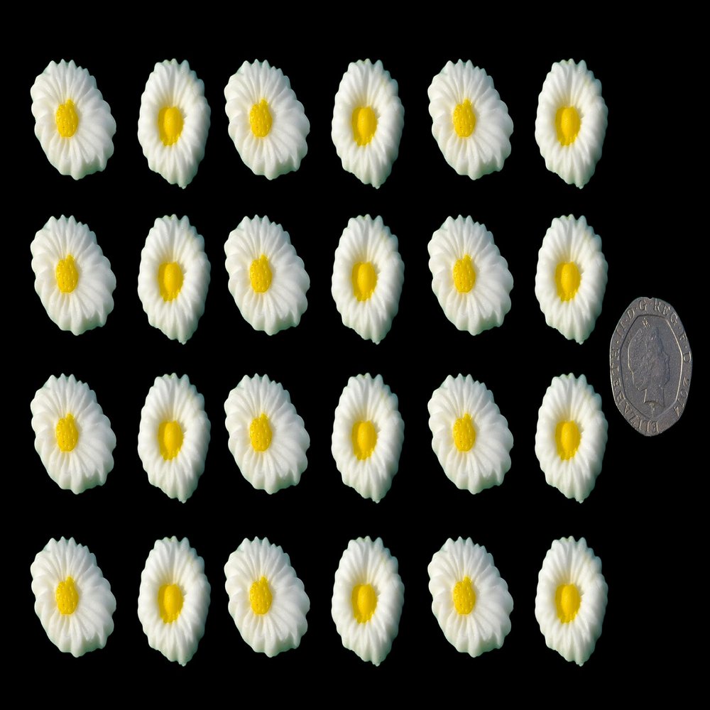 24 x Edible 3D 22mm Daisies Daisy Flowers icing toppers, cake cupcakes decorations (Black)