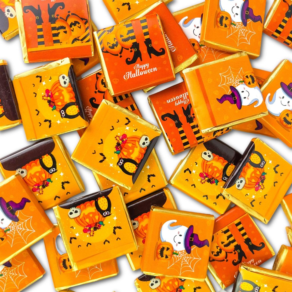 50 Halloween Chocolate Neapolitans Sweets  Halloween Chocolates Trick or Treat Sweets Happy Halloween Table Decoration Sweets - In Sweet Treat Gifting Co. Gift box
