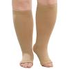 PUTUO Plus Size Compression Socks: Wide Calf Graduated Compression Stockings Men Women Open Toe Extra Large Compression Sock for Support Flight Travel Pregnancy Nurses 20-30 mmHg Beige 6XL 1Pairs view 1