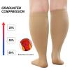 PUTUO Plus Size Compression Socks: Wide Calf Graduated Compression Stockings Men Women Open Toe Extra Large Compression Sock for Support Flight Travel Pregnancy Nurses 20-30 mmHg Beige 6XL 1Pairs view 3