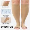PUTUO Plus Size Compression Socks: Wide Calf Graduated Compression Stockings Men Women Open Toe Extra Large Compression Sock for Support Flight Travel Pregnancy Nurses 20-30 mmHg Beige 6XL 1Pairs view 4