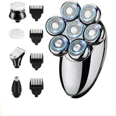 LEONYS Electric Shavers for Bald Men, Men Electric Shaver Bald Head 5 in 1 Beard Trimmer Razor Nose Hair Clipper Waterproof Nose Trimmer Professional Shaver Machine