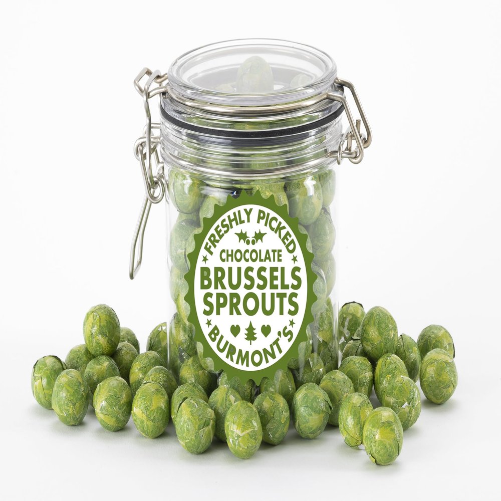 Chocolate Brussel Sprouts Novelty Christmas Gift Jar - Stocking Filler Exclusive To Burmonts