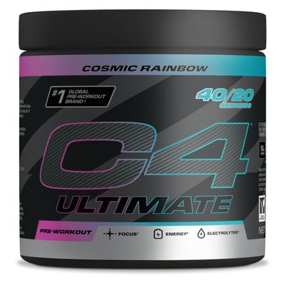 CELLUCOR C4 Ultimate Pre Workout Powder Cosmic Rainbow 20 Servings, 40 if Single Scooped,Zero Sugar Pre Workout with Caffeine 300mg, L Citrulline 6000mg, Beta Alanine 4800mg, Vitamins and Electrolytes