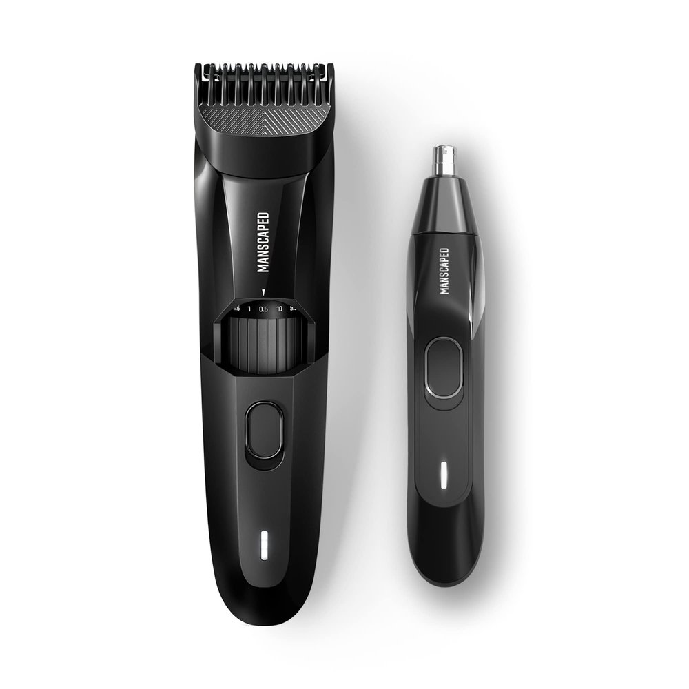 MANSCAPED The Face Grooming Duo Contains: The Beard Hedger Premium Precision Beard Trimmer and The Weed Whacker 2.0 Nose and Ear Hair Trimmer