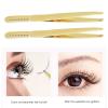2pcs Slant Pointed Tweezer with Comb, Stainless Steel Eyebrow Tweezer Set, High Hardness Double Headed Tweezer Comb, Professional Eyebrow Trimming Tool for Women Facial, Golden view 2