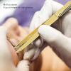2pcs Slant Pointed Tweezer with Comb, Stainless Steel Eyebrow Tweezer Set, High Hardness Double Headed Tweezer Comb, Professional Eyebrow Trimming Tool for Women Facial, Golden view 3