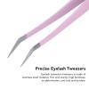 Lightweight Make Up Fine Tip Eyelash Extension Tool, Eyelash Extension Tweezers, Professional Stainless Steel Precise Bent Lash Tweezers for Fanning, Ergonomic Precise Lash Tweezers for Separating view 3