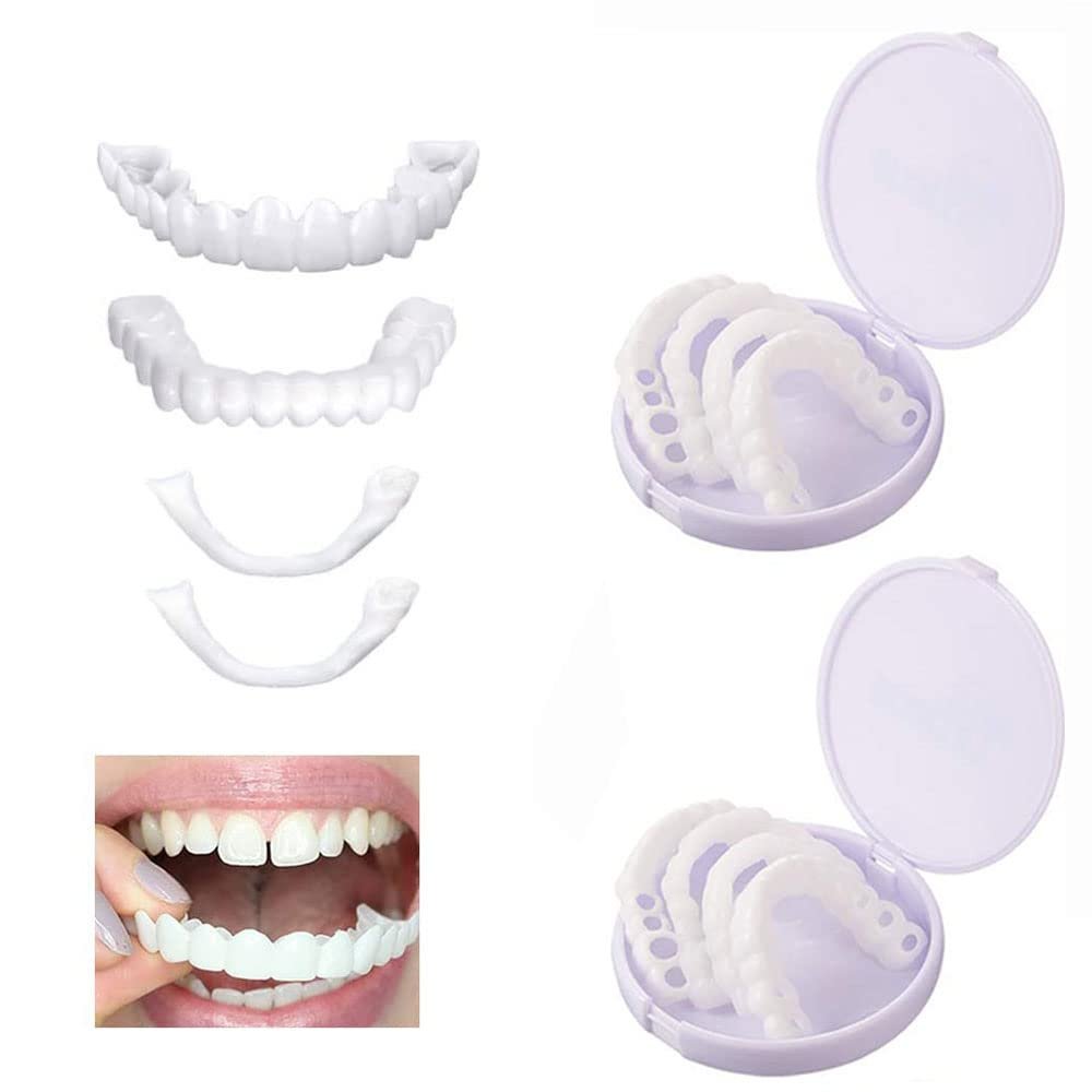 2Pairs Smile Fake Teeth Braces False Teeth Whitening Teeth Snap on Veneers Teeth Comfortable Flex Perfect Veneers White Clip in Veneers Teeth for Men