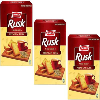 Parle Rusks - Crispy & Crunchy Wheat Toasted Bread Rusks - Perfect Tea Time Companion - Delicious Cracker Snacks for Kids (Rusk  Real Elaichi 600g_P3)