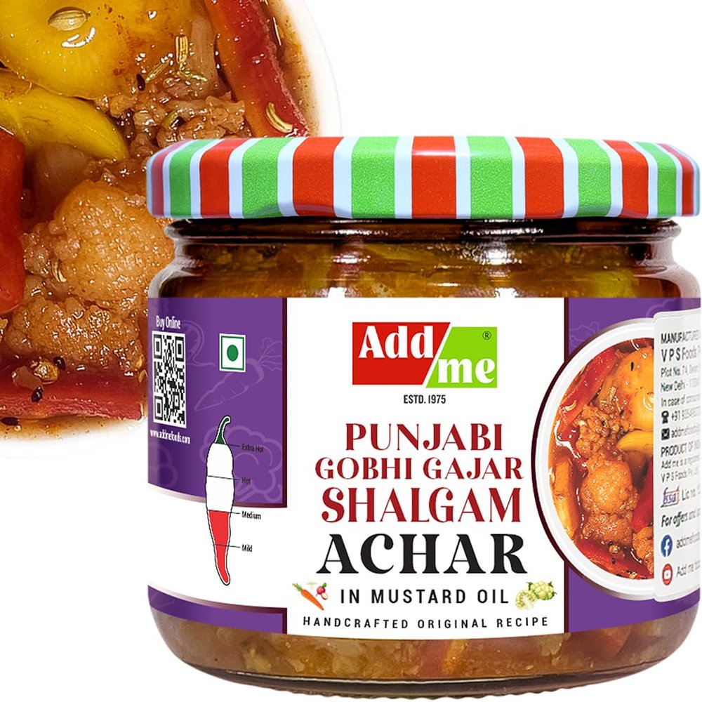Add Me Homemade Sweet & Sour Mix Pickle of Cauliflower Carrot & Turnip 350g | Gobhi gajar Shalgam Pickle Glass Pack