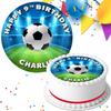 FOOTBALL BIRTHDAY PARTY PERSONALISED 7.5 INCH EDIBLE ICING CAKE TOPPER DECORATION FB-625 view 1