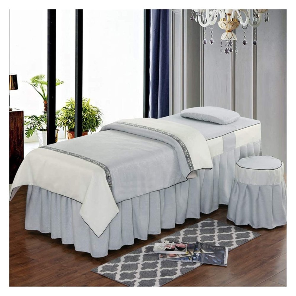 Massage Table Sheet Set Massage Table Sheet Sets Pure Color Breathable Cotton Beauty Bed Cover 4-Piece Simple Salon Bedspreads 185x70cm(73x28inch) Beauty Bed Cover Massage Salon Bed Bedspread with