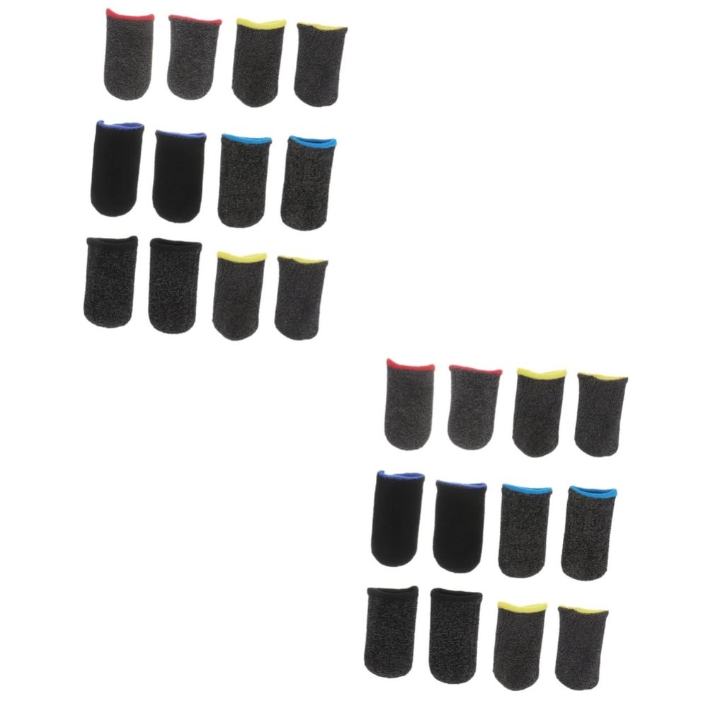 Healeved 12pairs Professional Finger Sleeves for Mobile Games Breathable Skid Thumb Covers Gaming Supply Random Color