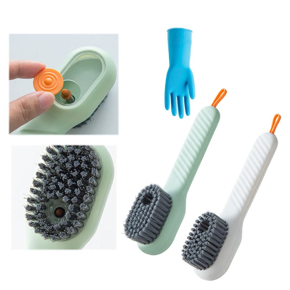 Household Soft Bristle Cleaning Brush - Push-to-Clean Long Handle Brush - 2022 New Multifunctional Shoes Brush with Liquid Box - Automatic Liquid Adding Cleaning Brush - Laundry Stain Brush for /196 (