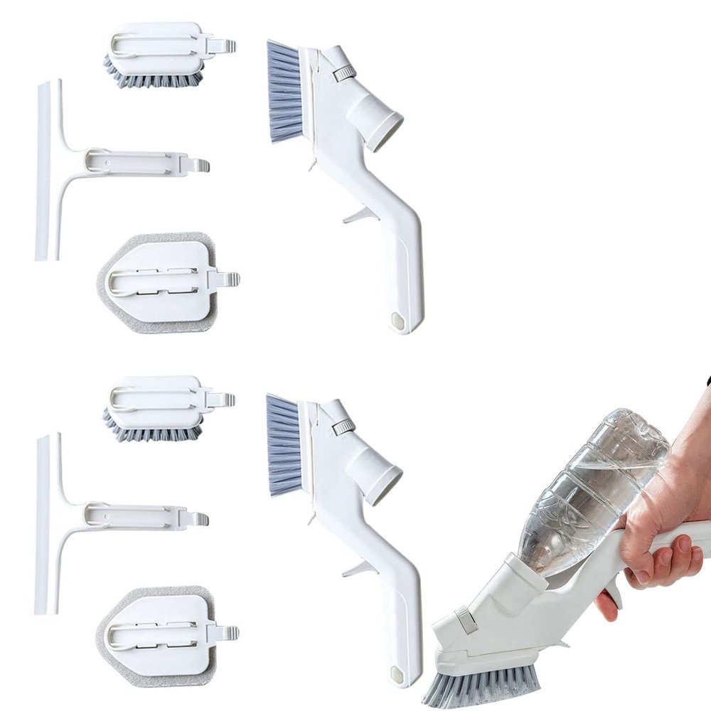 5 in 1 Multifunctional Kitchen Brush - [New-Upgrade] Handheld Household Shower Scrubber - Crevice Floor Cleaning Sponge Brush for Kitchen - Portable Cleaning Brush for Sink, Glass and Wall for /166 (